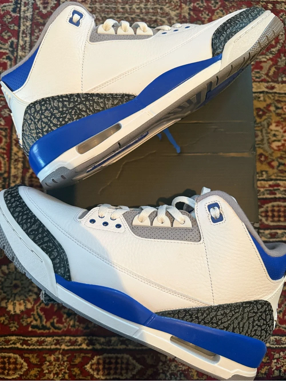 Jordan 3 Retro Racer Blue - Men's White & Royal Blue Basketball Sneakers